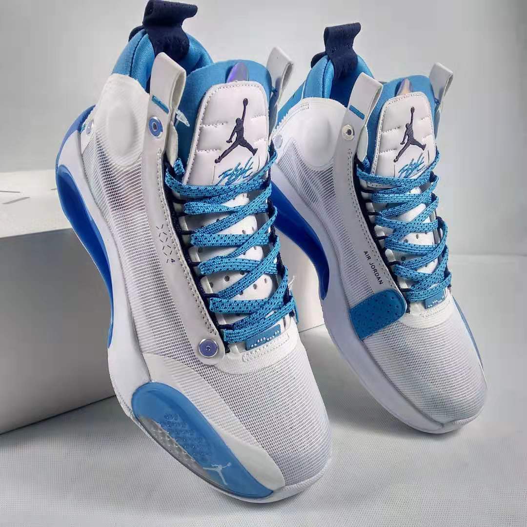 2020 Men Air Jordan 34 White Sea Blue Shoes